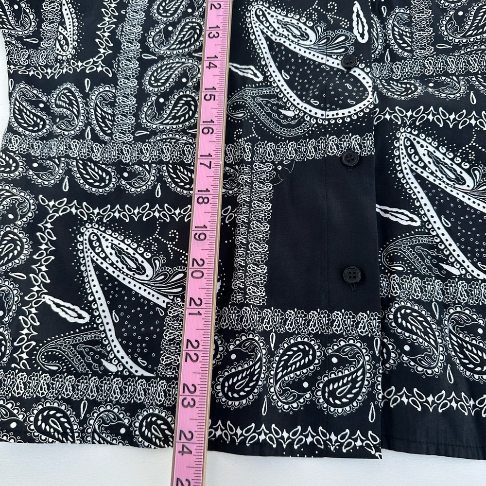 JUST Female Maid Shirt Women's Sz 38 Black Paisley Print Button Down Shirt - Picture 8 of 12